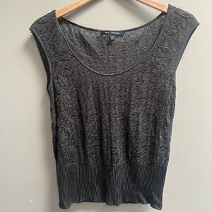 St John olive green knit sequined sleeveless top Size 6